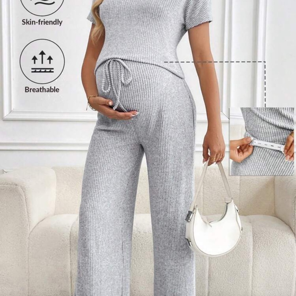 SHEIN Gray Wide Leg Pants Relaxed Fit